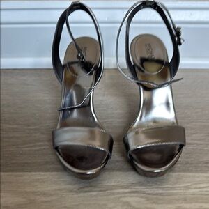 MICHAEL Michael Kors Pewter Heels Ankle Strap Size 6 NWOT